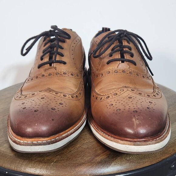 Cole Haan Leather Wingtip Oxford Shoes Size 8 Men's Brown Leather Oxfords - Picture 3 of 11